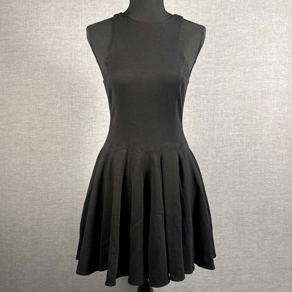 Tibi New York Women's Black Sleeveless‎ Mini Fitted Flare Cocktail Dress Size XS